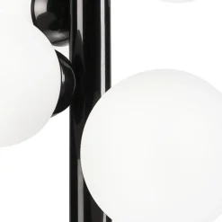 Lamkur Hängeleuchte Schwarz Weiß Kugelschirme 4x E27 Glas Metall< Schlafzimmer Lampen|Kugellampen