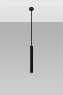 Sollux Hängeleuchte Schwarz Zylinder Ø 4 cm schmal Metall Glas< Moderne Lampen|Wohnzimmerlampen