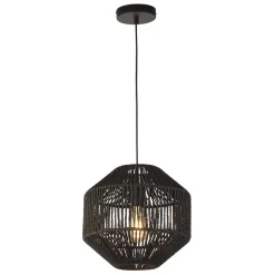 Hängelampen|Wohnzimmerlampen*Searchlight Hängeleuchte Seil Schwarz E27 Ø 30 cm H: max. 1,5 m Modern