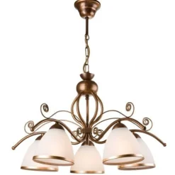 Lamkur Hängeleuchte Shabby Braun antik Metall 5-flammig< Hängelampen|Esszimmer Lampen