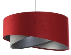 BPS Koncept Hängeleuchte Stoff Ø 50 cm Rot-Braun Grau Silber Velours Optik< Bürolampen|Schlafzimmer Lampen