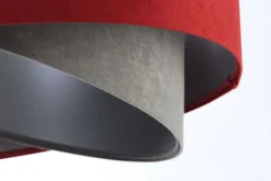 BPS Koncept Hängeleuchte Stoff Ø 50 cm Rot-Braun Grau Silber Velours Optik< Bürolampen|Schlafzimmer Lampen