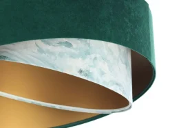 Bürolampen|Schlafzimmer Lampen*BPS Koncept Hängeleuchte Stoff Ø 50 cm Velours Optik E27 Grün Blau Gold