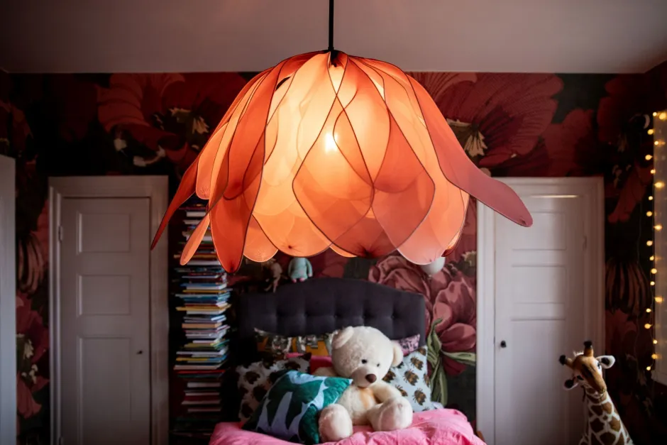 Hängelampen|Esszimmer Lampen*By Rydéns Hängeleuchte Stoff 80 cm breit H: max. 120 cm biegsam Rosa