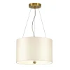 Stofflampen|Wohnzimmerlampen*Elstead Hängeleuchte Stoff Ø36cm in Creme Messing antik