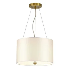 Stofflampen|Wohnzimmerlampen*Elstead Hängeleuchte Stoff Ø36cm in Creme Messing antik