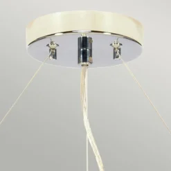 Moderne Lampen|Stofflampen*Elstead Hängeleuchte Stoff Ø56cm in Creme Chrom blendarm