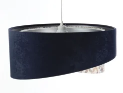 Hängelampen|Bürolampen*BPS Koncept Hängeleuchte Stoff D: 50 cm Velours Optik Blau Beige Silber