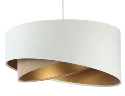 BPS Koncept Hängeleuchte Stoff E27 rund Ø 50 cm in Weiß Beige Gold< Hängelampen|Esszimmer Lampen