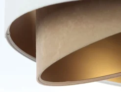 BPS Koncept Hängeleuchte Stoff E27 rund Ø 50 cm in Weiß Beige Gold< Hängelampen|Esszimmer Lampen