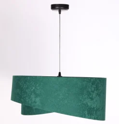 Hängelampen|Bürolampen*BPS Koncept Hängeleuchte Stoff E27 rund D: 50 cm Grün Gold Velours Optik