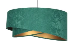 Hängelampen|Bürolampen*BPS Koncept Hängeleuchte Stoff E27 rund D: 50 cm Grün Gold Velours Optik