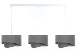 BPS Koncept Hängeleuchte Stoff 3-flammig E27 in Weiß Grau Silber< Hängelampen|Bürolampen