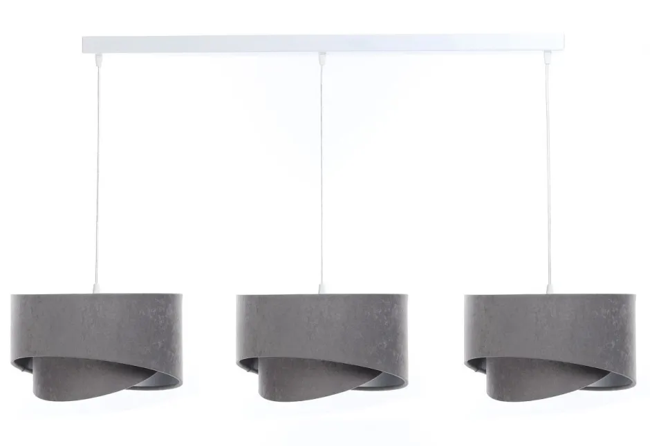 BPS Koncept Hängeleuchte Stoff 3-flammig E27 in Weiß Grau Silber< Hängelampen|Bürolampen