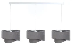 BPS Koncept Hängeleuchte Stoff 3-flammig E27 in Weiß Grau Silber< Hängelampen|Bürolampen