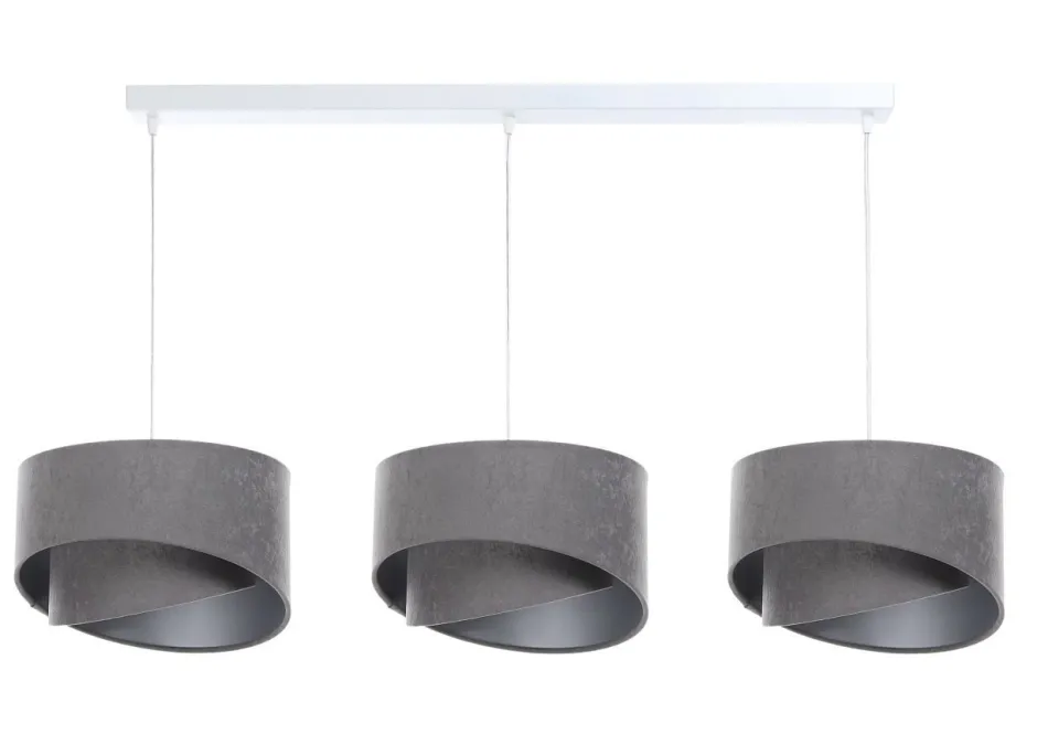 BPS Koncept Hängeleuchte Stoff 3-flammig E27 in Weiß Grau Silber< Hängelampen|Bürolampen