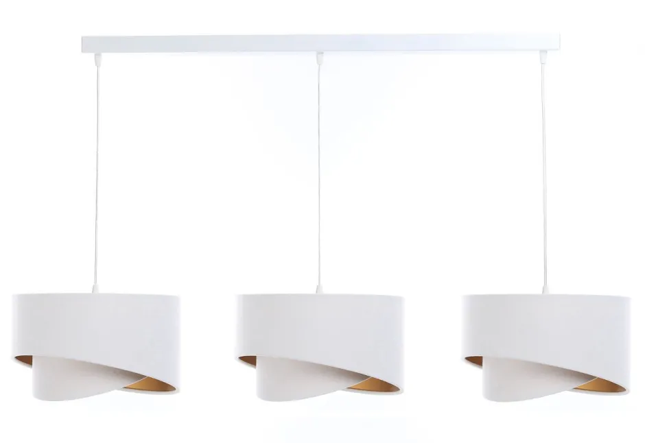 Hängelampen|Bürolampen*BPS Koncept Hängeleuchte Stoff 3-flammig Weiß Gold E27 Velours Optik