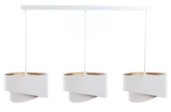 Hängelampen|Bürolampen*BPS Koncept Hängeleuchte Stoff 3-flammig Weiß Gold E27 Velours Optik