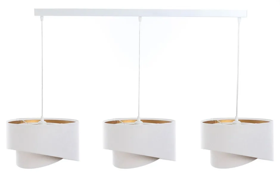 Hängelampen|Bürolampen*BPS Koncept Hängeleuchte Stoff 3-flammig Weiß Gold E27 Velours Optik