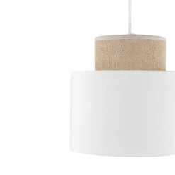 TK Lighting Hängeleuchte Stoff Jute E27 Ø 20 cm H: max. 160 cm Weiß Natur< Hängelampen|Bürolampen