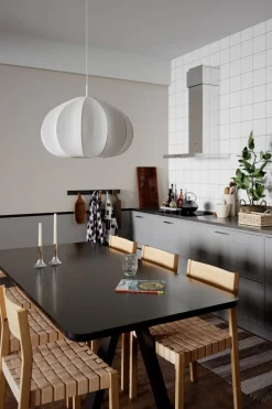 By Rydéns Hängeleuchte Stoff Metall E27 B: 60 cm H: max. 120 cm Weiß< Hängelampen|Wohnzimmerlampen