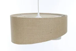 Bürolampen|Schlafzimmer Lampen*BPS Koncept Hängeleuchte Stoff Natur Creme E27 rund D: 60 cm Boho