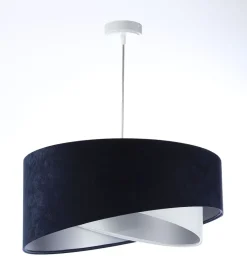 Hängelampen|Bürolampen*BPS Koncept Hängeleuchte Stoff Schirm Ø 50 cm E27 in Blau Weiß Silber