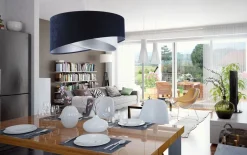 Hängelampen|Bürolampen*BPS Koncept Hängeleuchte Stoff Schirm Ø 50 cm E27 in Blau Weiß Silber