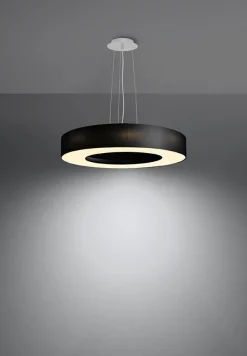 Hängelampen|Esszimmer Lampen*Sollux Hängeleuchte Stoff Schwarz Ø 50 cm rund 5x E27