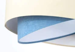 Hängelampen|Bürolampen*BPS Koncept Hängeleuchte Stoff Velours Optik rund Ø 50 cm E27 Creme Blau