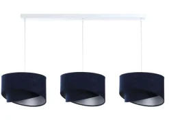 Hängelampen|Bürolampen*BPS Koncept Hängeleuchte Stoff Velours Optik 3x E27 Weiß Blau Silber