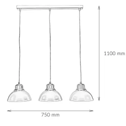 Luminex Hängeleuchte SVEN in Schwarz 3-flmg< Industrie Lampen|Esszimmer Lampen