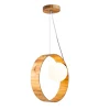 Elstead Hängeleuchte Teak Holz Furnier Glas Ø 35 cm Ring E27< Hängelampen|Bürolampen