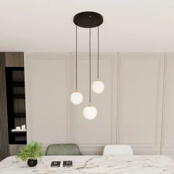 Hängelampen|Esszimmer Lampen*Emibig Hängeleuchte verstellbar Schwarz Weiß Gold E14 Esstisch