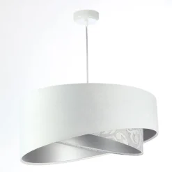 Hängelampen|Bürolampen*BPS Koncept Hängeleuchte Weiß Grau Silber E27 rund D: 50 cm Stoff