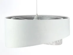 Hängelampen|Bürolampen*BPS Koncept Hängeleuchte Weiß Grau Silber E27 rund D: 50 cm Stoff