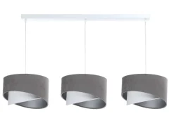 Bürolampen|Wohnzimmerlampen*BPS Koncept Hängeleuchte Weiß Grau Silber E27 Stoff 3-flammig verstellbar