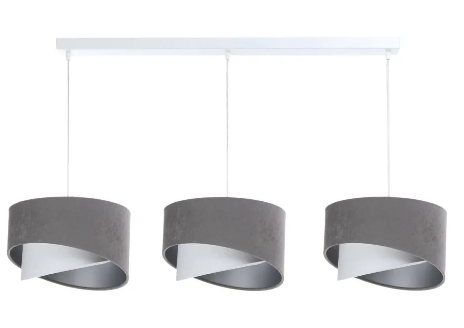 Bürolampen|Wohnzimmerlampen*BPS Koncept Hängeleuchte Weiß Grau Silber E27 Stoff 3-flammig verstellbar