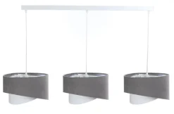 Bürolampen|Wohnzimmerlampen*BPS Koncept Hängeleuchte Weiß Grau Silber E27 Stoff 3-flammig verstellbar