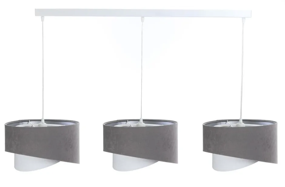 Bürolampen|Wohnzimmerlampen*BPS Koncept Hängeleuchte Weiß Grau Silber E27 Stoff 3-flammig verstellbar