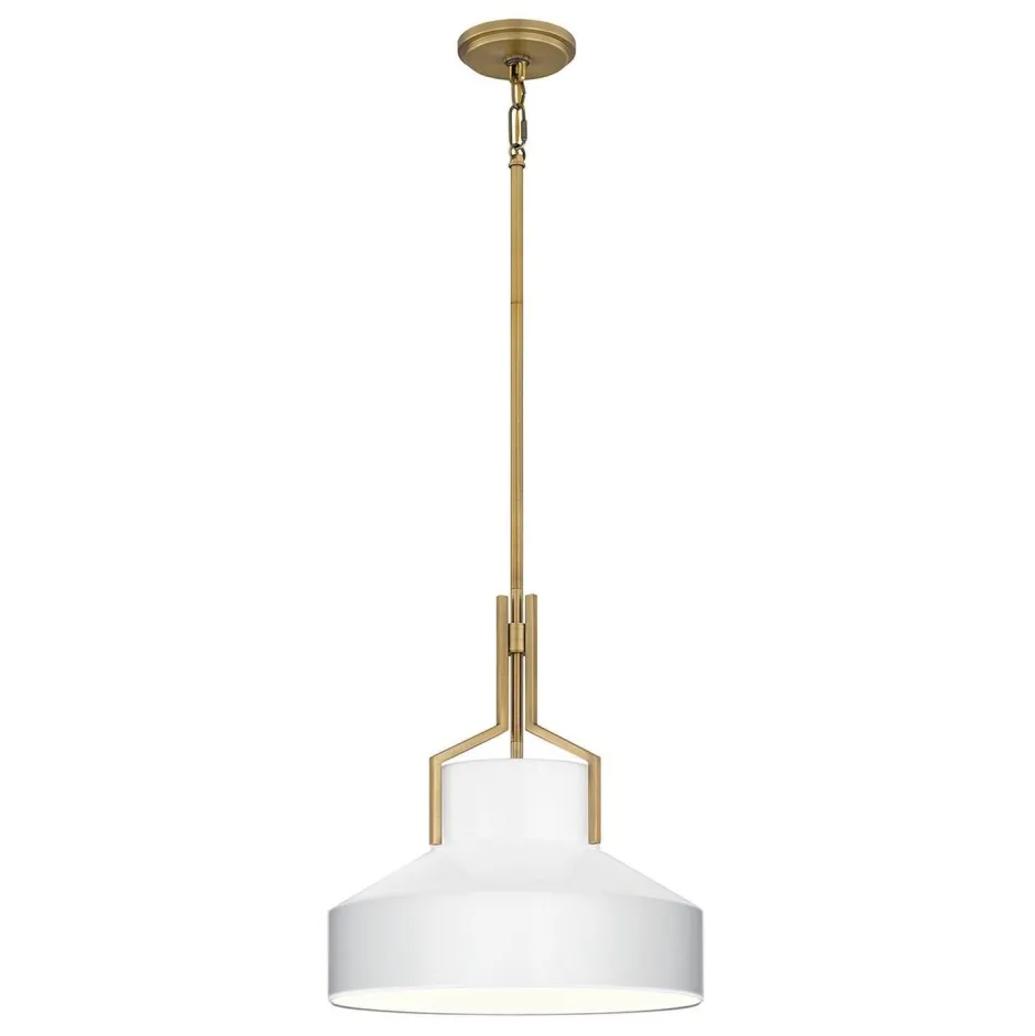 Hängelampen|Esszimmer Lampen*Elstead Hängeleuchte Weiß Messing antik E27 aus Glas Metall Ø 37 cm