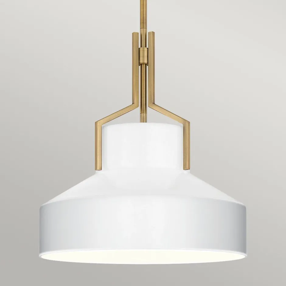 Hängelampen|Esszimmer Lampen*Elstead Hängeleuchte Weiß Messing antik E27 aus Glas Metall Ø 37 cm