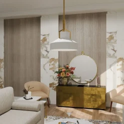 Hängelampen|Esszimmer Lampen*Elstead Hängeleuchte Weiß Messing antik E27 aus Glas Metall Ø 37 cm