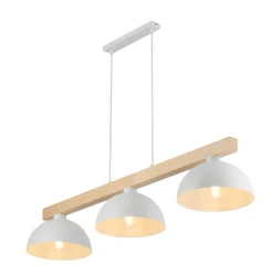 TK Lighting Hängeleuchte Weiß Metall Holz 3-flammig 118 cm breit E27< Skandinavische Lampen|Lampen Aus Aller Welt