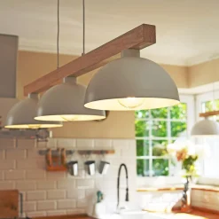 TK Lighting Hängeleuchte Weiß Metall Holz 3-flammig 118 cm breit E27< Skandinavische Lampen|Lampen Aus Aller Welt