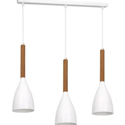 Hängelampen|Wohnzimmerlampen*Luminex Hängeleuchte Weiß Metall Holz Skandinavisches