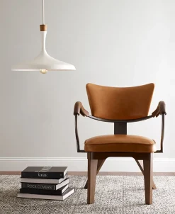 Hängelampen|Lampen Aus Aller Welt*Elstead Hängeleuchte Weiß Metall Holz Ø48cm Skandinavisch E27