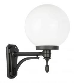 SU-MA Hofleuchte Schwarz Weiß Kugelschirm IP43 Vintage< Außenwandleuchten|Feuchtraumleuchten