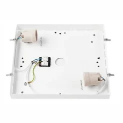 Lamkur Holz Deckenlampe blendarm Glasschirm E27 B:31 cm eckig< Wohnzimmerlampen|Glaslampen