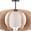 Holzlampen|Moderne Lampen*Sigma Holz Deckenleuchte Eiche Beige Stoff E27 Ø44 cm rund